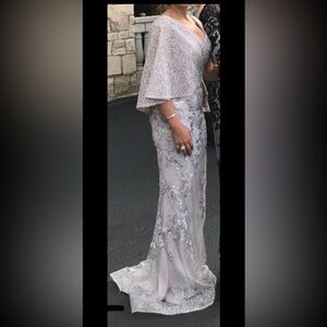 Elegant Silver and Sequin Gown